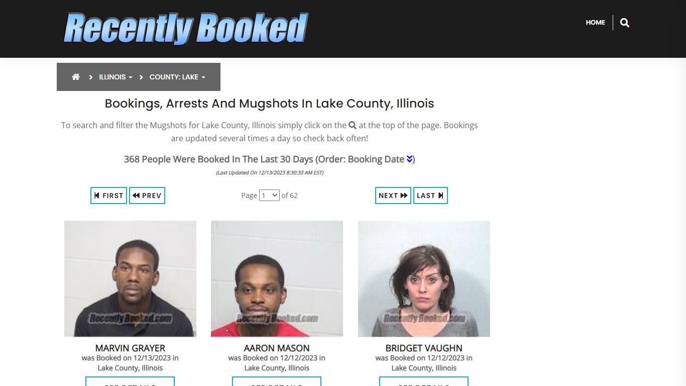 Recent bookings, Arrests, Mugshots in Lake County, Illinois